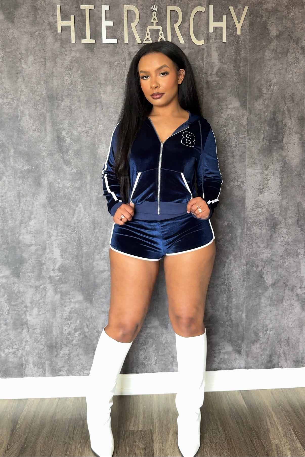 Jade Velour Zip-Up Short Set