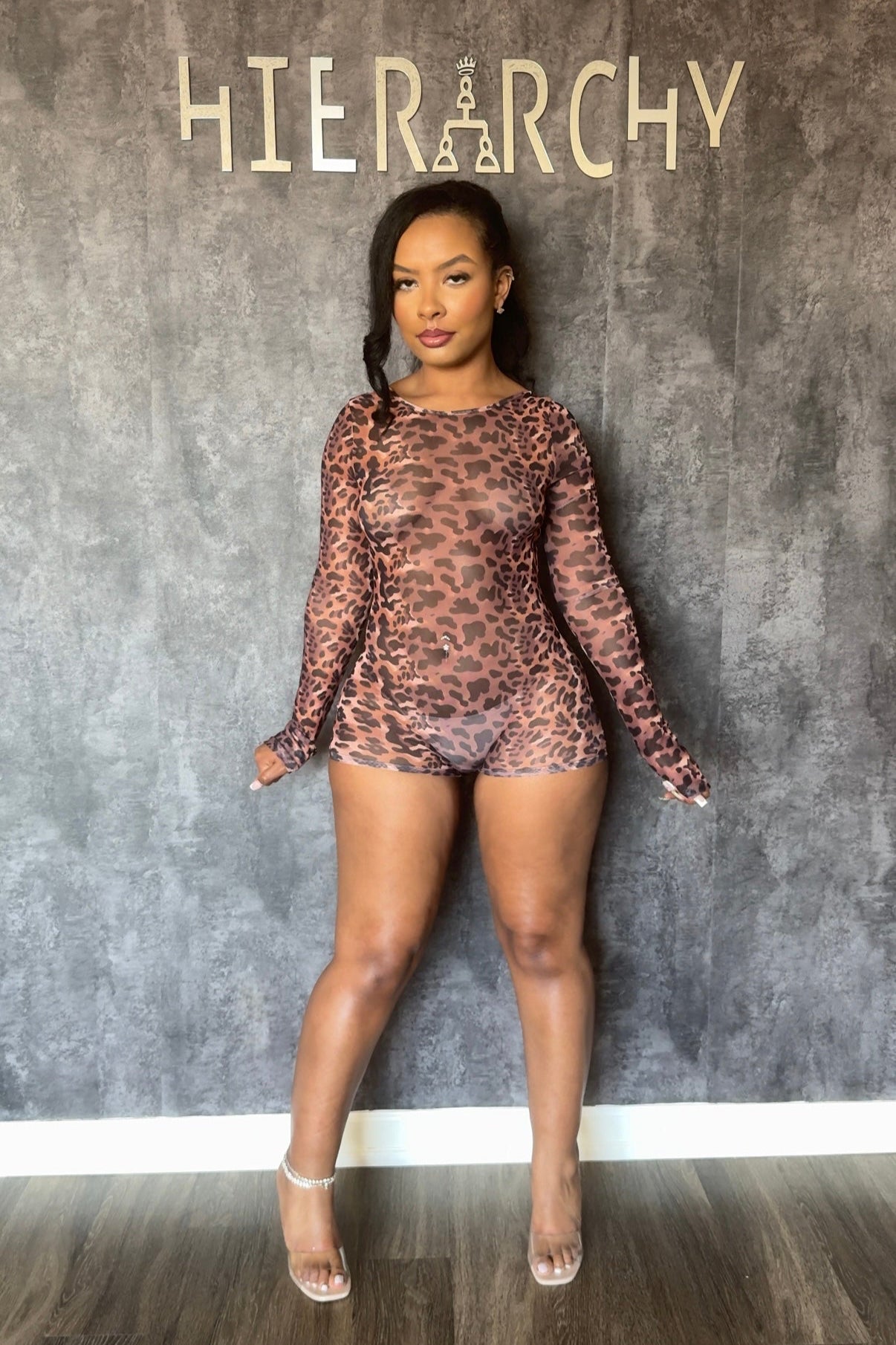 Juju Leopard Backless Mesh Romper
