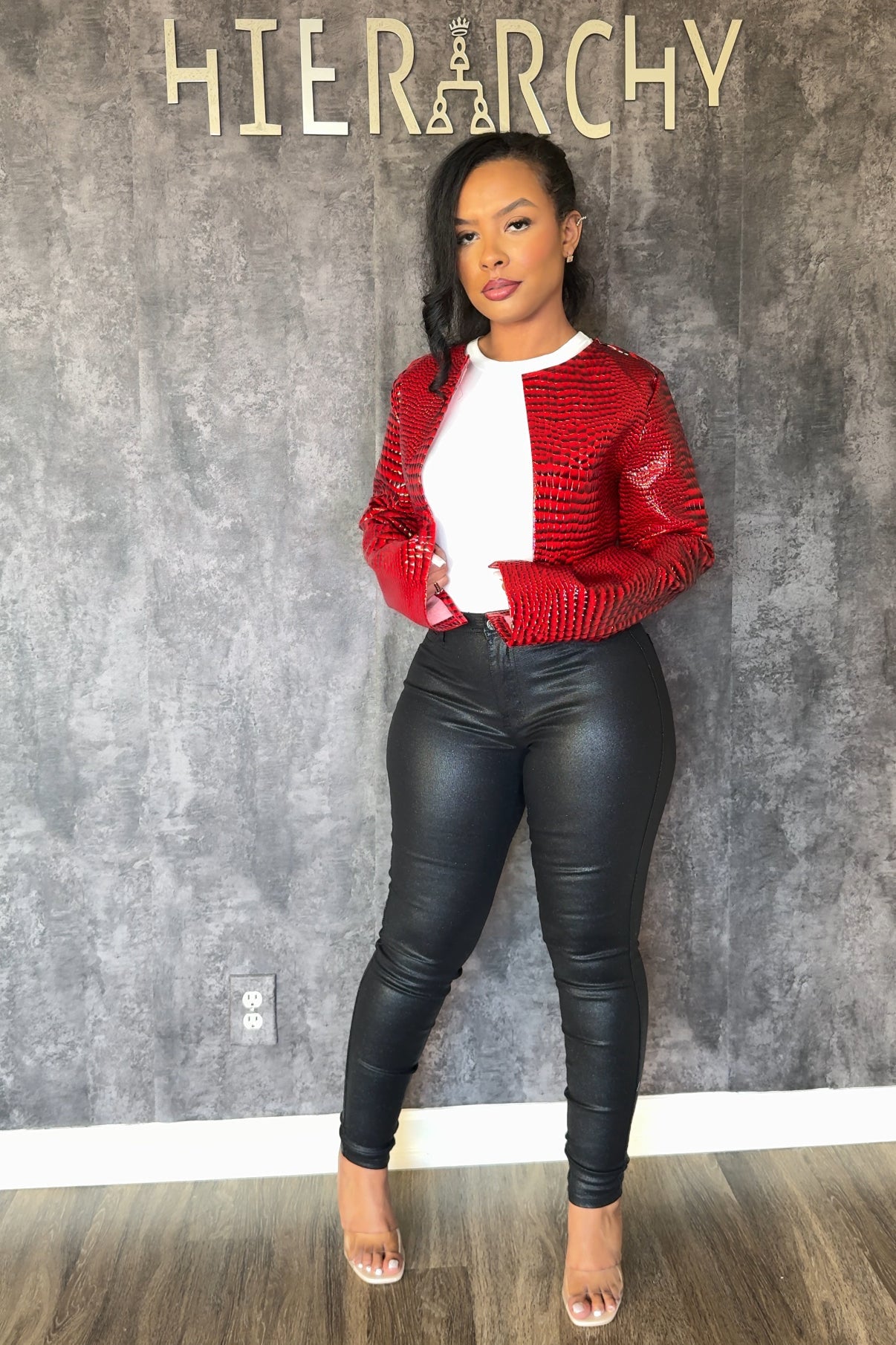 Sadie Faux Leather Crop Jacket