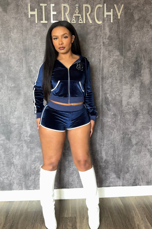 Jade Velour Zip-Up Short Set
