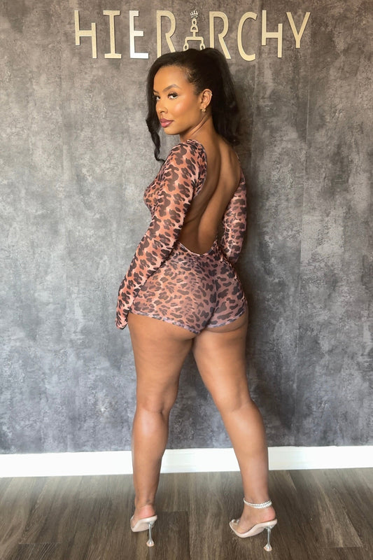 Juju Leopard Backless Mesh Romper