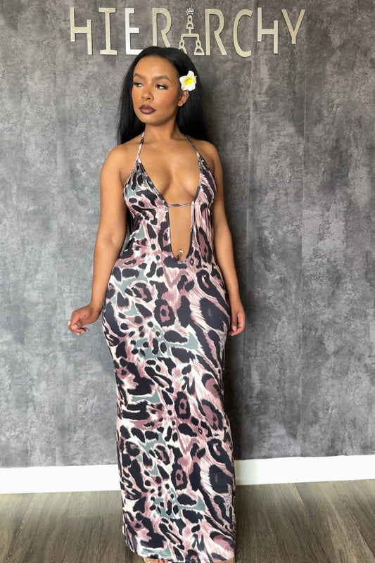 Zariah Wild Instinct Halter Maxi Dress